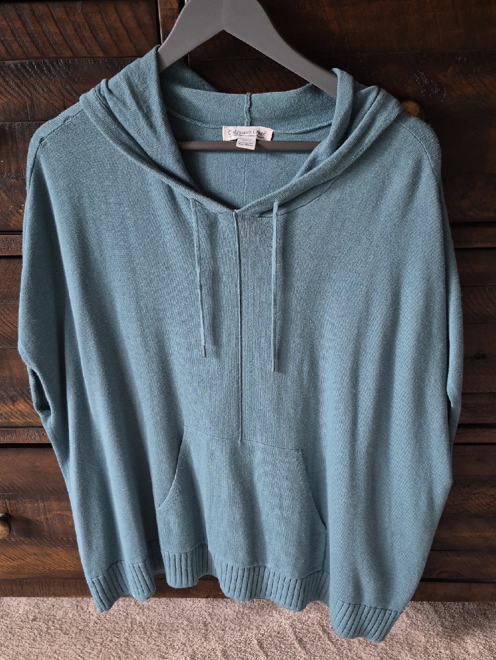 Coldwater Creek Teal Hooded Pullover Sweater